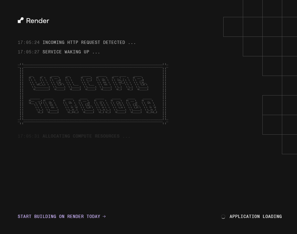 Shows the ARR Projection loading screen when the service is waking up